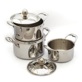 Coconut Triply Cookpot Stainless Steel Saucepot with Stainless Steel Lid 1.5,1.8,3 litres Capacity with Riveted Handles - Induction and Gas Stove Friendly, Easy Grip Handle