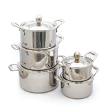 Coconut Triply Cookpot Stainless Steel Saucepot with Stainless Steel Lid with Riveted Handles - Induction and Gas Stove Friendly, Easy Grip Handle - 5pc