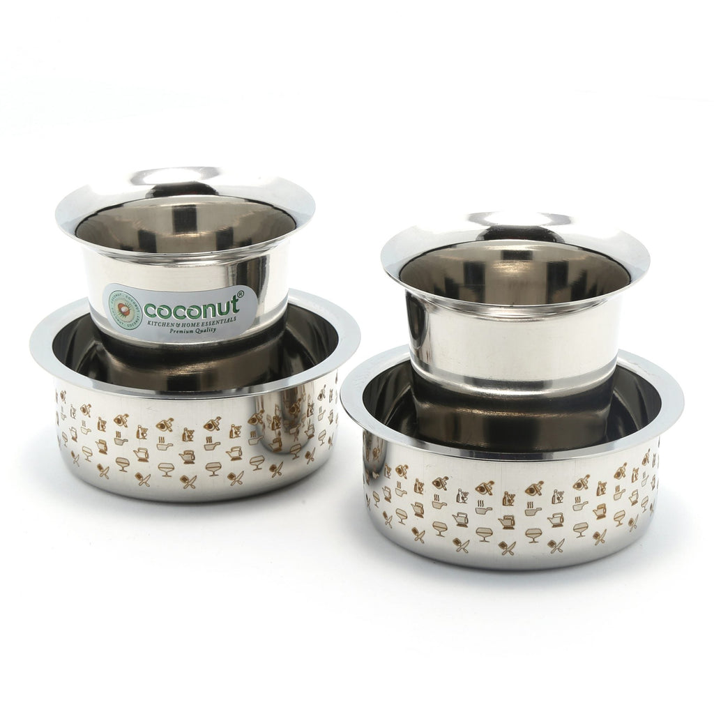 Coconut Kumbakonam Dabara Set / Traditional Kumbakonam Coffee Dabara Set / Tea Dabara Set/ Serving Drinkware / Pack of 2 , Capacity -150ML Each Glass