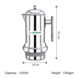 Coconut Stainless Steel Elantra Jug 1.75 Liter | Water Pitcher with Lid & Handle | Stainless Steel Water Jug for Water, Juice, Lemonade & Beverages | Food Grade, BPA Free, Rust Proof | Home, Hotel & Party Use | Model J12 Elantra.