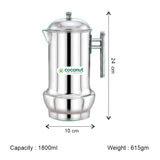 Coconut Stainless Steel Mobilio Jug 1.8 Liter | Water Pitcher with Lid & Handle | Stainless Steel Water Jug for Water, Juice, Lemonade & Beverages | Food Grade, BPA Free, Rust Proof | Home, Hotel & Party Use | Model J15 Mobilio.