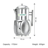 Coconut Stainless Steel Tucson Jug 1.75 Liter | Fridge Water Jug with Lid & Handle | Stainless Steel Water Pitcher for Water, Juice, Lemonade & Beverages | Food Grade, BPA Free, Rust Proof | Home, Hotel & Party Use | Model J17 Tucson.