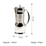 Coconut Stainless Steel Lily Jug 1.25 Liter | Fridge Water Jug with Lid & Handle | Stainless Steel Water Pitcher for Water, Juice, Lemonade & Beverages | Food Grade, BPA Free, Rust Proof | Home, Hotel & Party Use | Model J20 Lily.