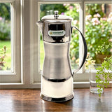Coconut Stainless Steel Iris Jug 1.25 Liter | Fridge Water Jug with Lid & Handle | Stainless Steel Water Pitcher for Water, Juice, Lemonade & Beverages | Food Grade, BPA Free, Rust Proof | Home, Hotel & Party Use | Model J21 Iris.