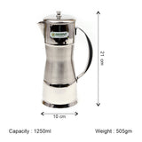 Coconut Stainless Steel Iris Jug 1.25 Liter | Fridge Water Jug with Lid & Handle | Stainless Steel Water Pitcher for Water, Juice, Lemonade & Beverages | Food Grade, BPA Free, Rust Proof | Home, Hotel & Party Use | Model J21 Iris.