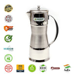 Coconut Stainless Steel Iris Jug 1.25 Liter | Fridge Water Jug with Lid & Handle | Stainless Steel Water Pitcher for Water, Juice, Lemonade & Beverages | Food Grade, BPA Free, Rust Proof | Home, Hotel & Party Use | Model J21 Iris.