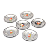 KCL Stainless Steel - Multipurpose Lid Set | Heavy Gauge Round Shape Ciba Set for Home & Office Use | Suitable for Cup & Glass | Set of 6 Stainless Steel Lid.