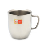 KCL Stainless Steel Double Wall Cute Mug Set of 2 (250ml Each) | Mirror Finish Insulated Tea & Coffee Cups with Easy-Grip Handle | Shatterproof & BPA-Free Drinkware.