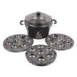 KCL Hard Anodised Aluminium Idli Maker with 3 Plates | Traditional Non-Whistling Idli Cooker | Makes 23 Fluffy Idlis at Once | Heat-Resistant Handles & Non-Toxic, Scratch-Resistant Surface | Multi-Purpose Steamer.