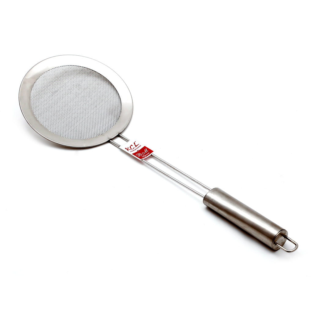 KCL Stainless Steel Jara Frying Time – Heavy Duty Deep Fry Oil Ladle with Ergonomic Handle | Skimmer for Poori, Boondi, and Snacks | Professional Grade Kitchen Filter | 1 Unit.