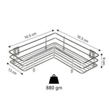 KCL L Shape Stainless Steel Kitchen Rack / Corner Shelf / Wall Mount Rack – 1 Level Storage Stand | Rust Resistant Heavy Duty.