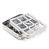Coconut Stainless Steel Masala Box box - Square Lego - Spice box - Condiment box - 9 partition - Model - MB15