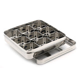 Coconut Stainless Steel Masala Box box - Square Lego - Spice box - Condiment box - 9 partition - Model - MB15