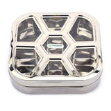 Coconut Stainless Steel Dry Fruit Tray/ Masala Box With Seven Cups With Acrylic Lid - 1 Unit