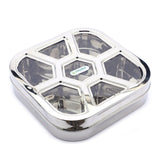 Coconut Stainless Steel Dry Fruit Tray/ Masala Box With Seven Cups With Acrylic Lid - 1 Unit