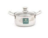 Coconut Stainless Steel Mysore Royal Handi - Cook & Serve Pot, Glass Lid with Handle, Heavy Gauge, Sturdy, Strong, Mirror Finish, Dishwasher safe, Induction Based, Model - Mysore Royale Handi ( V2 - Glass lid)