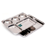 Coconut Stainless Steel Mini Meals - Heavy Gauge, Mirror finish, Durable, Partition Plate / Pav Bhaji Plate / Serving Plate /Lunch / Dinner / Bhojan / Compartment Plate, Model- P15 Mini Meals