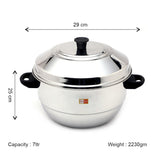 KCL Stainless Steel Idli Cooker with Plain Bottom | 24 Idlis Maker with 4 Plates & Steaming Plate | Gas Stove Compatible | Heavy Gauge.
