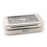 Coconut Stainless Steel Plater C-thru Masala Box - Dry fruit box / Spice box / Condiment box / 6 partition Masala dabba / Store Organizer / Masala Dhani / Chamak / Model - Platter C-Thru