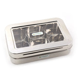 Coconut Stainless Steel Plater C-thru Masala Box - Dry fruit box / Spice box / Condiment box / 6 partition Masala dabba / Store Organizer / Masala Dhani / Chamak / Model - Platter C-Thru