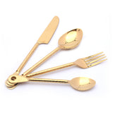 Coconut Cullinan Stainless Steel With Gold Coating Design 6 Baby Spoon, 6 Mater Spoon, 6 Fork, 6 Knife With Wooden Stand - 1 Unit