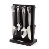 Coconut Sancy Stainless Steel 6 Baby Spoon, 6 Mater Spoon, 6 Fork, 6 Knife With Wooden Stand - 1 Unit