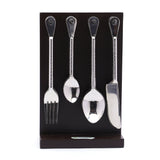 Coconut Sancy Stainless Steel 6 Baby Spoon, 6 Mater Spoon, 6 Fork, 6 Knife With Wooden Stand - 1 Unit