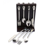 Coconut Sancy Stainless Steel 6 Baby Spoon, 6 Mater Spoon, 6 Fork, 6 Knife With Wooden Stand - 1 Unit