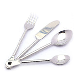 Coconut Sancy Stainless Steel 6 Baby Spoon, 6 Mater Spoon, 6 Fork, 6 Knife With Wooden Stand - 1 Unit