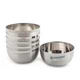 Coconut Stainless Steel Shower DLX Bowl/Vati/Katori - Set of 6 (7.5 cm Diameter) - Capacity Each 110 ML
