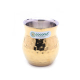Coconut Glitter Hammered Stainless Steel Gold Coating Coffee/Tea Glass - Set of 2-90ML Each