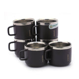 Coconut Iconic Stainless Steel Double Walled Colour Coating Coffee/Tea Mug - Brown - set of 6 -  100ML Each