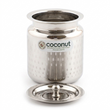 Coconut Stainless Steel Shower Design Ghee Pot with Lid (GP-05) | Heavy Gauge Mirror Finish Ghee Dhani, Oil Dispenser, Ghee Storage Container, Pickle Jar & Multipurpose Bharani for Kitchen & Dining Use | 1 Piece.