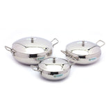Coconut Stainless Steel Hammered Handi with SS Lid For Cook n Serve - Set of 3 - 1000ML, 700ML, 500ML