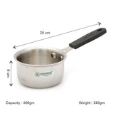 Coconut Stainless Steel Nano Saucepan 400 ml with Handle | Mini Milk & Tadka Pan | Heavy Gauge Food Grade Steel | Rust Proof | Mirror Finish | Easy to Clean | For Milk, Butter, Tea, Sauces & Small Heating.