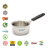 Coconut Stainless Steel Nano Saucepan 400 ml with Handle | Mini Milk & Tadka Pan | Heavy Gauge Food Grade Steel | Rust Proof | Mirror Finish | Easy to Clean | For Milk, Butter, Tea, Sauces & Small Heating.
