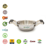 Coconut Stainless Steel Nano Kadai with Handle | Mini Multipurpose Tadka Pan | Heavy Gauge Mirror Finish | Rust Proof | Food Grade | Easy to Clean | For Tadka, Melting Butter, Heating Small Portions.