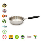 Coconut Stainless Steel Nano Frypan 350 ml with Handle | Mini Frying Pan | Heavy Gauge Food Grade Steel | Rust Proof | Mirror Finish | Easy to Clean | For Tadka, Frying, Butter & Small Cooking.