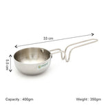 Coconut Stainless Steel Tadka Pan with Long Handle | Tempering Pan / Tadka Ladle | Heavy Gauge Food Grade Steel | Rust Proof | Mirror Finish | Easy to Clean | For Tadka, Seasoning, Ghee & Butter Heating.