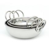 Coconut Stainless Steel Heavy Guage 18 Table Kadai (Without Lid) Cookware - Set of 3-300ML/400ML/600ML