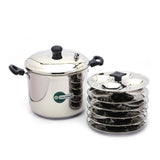 Coconut Stainless Steel Triply Idli Cooker - Heavy Gauge, Thick bottom, Mirror finish, Induction Base and Gas Stove compactible, Sandwich Bottom / Triply Bottom / Idli Cooker / Idli Steamer, Model - Idli Cooker (4 Plate, 6plate)