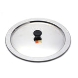 KCL Stainless Steel Ciba Tope Lid / Tope Cover / Handi, Kadai & Saucepan Lid with Heat-Resistant Knob | Heavy Gauge Mirror Finish – 1 Unit.