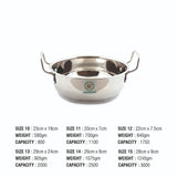Coconut Stainless Steel Capsulated Kadai -  Heavy Gauge, Mirror Finish, Sandwich bottom, Induction Base Kadai, Model-Capsulated Kadai