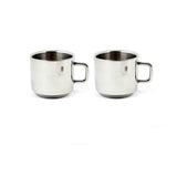 Coconut Stainless Steel Mug For Tea /Coffee - Set of 2, Double walled, Mirror Finish, Food Grade, Heavy Gauge, Model - Trump 2 Square