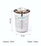 Coconut A10 Stainless Steel 3D Design Drinking Glass 300ml Each | Premium Matte Finish Designer Tumbler | Food Grade Stainless Steel | Rust Proof, BPA Free, Dishwasher Safe | Water, Juice, Milk & Beverage Glasses.