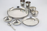 Coconut Stencil Stainless Steel Dinner Set with Side Hammered Design for Multipurpose Usage Lunch | Dinner | Kitchen Set for Home | Restaurants