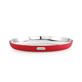 Coconut Stainless Steel Unique Red Colour Design Coating Dinner set/ Launch set - Set of 24