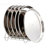 Coconut Stainless Steel Plate - Pack of 6, 22 Gauge, Mirror Finish, Solid, Dinner Plate / Meal Plate / Serving Plate/ Thali, Model-22g Beeding Plate