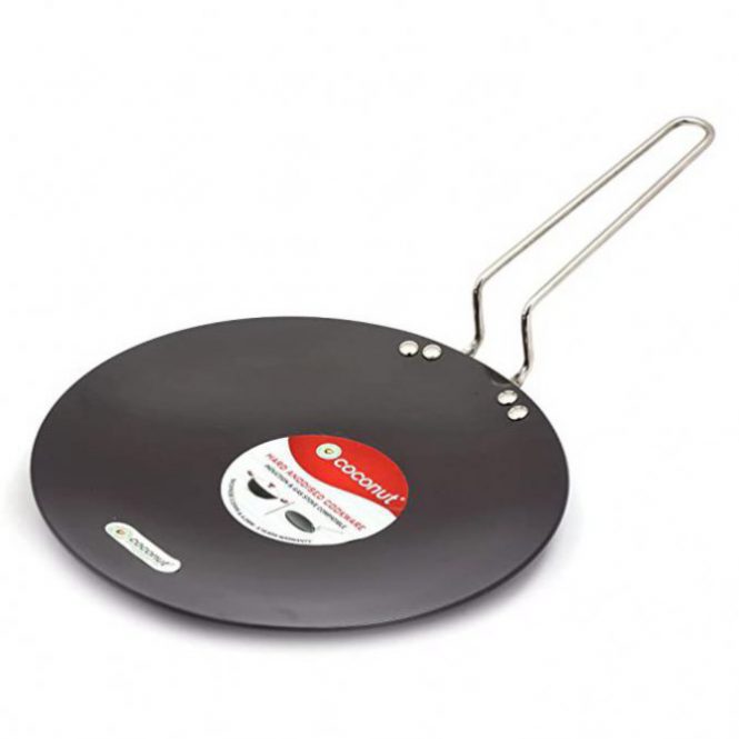 Coconut Hard Anodised Concave Tawa/Roti/Chapati/Paratha - 4.2 MM Thickness- Daimeter - 28Cm