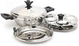 Coconut Stainless Steel Dakshin MultiKadai Idly Steamer/8 Regular Idli/8 Button Idli - Diamater - 9.5 Inches